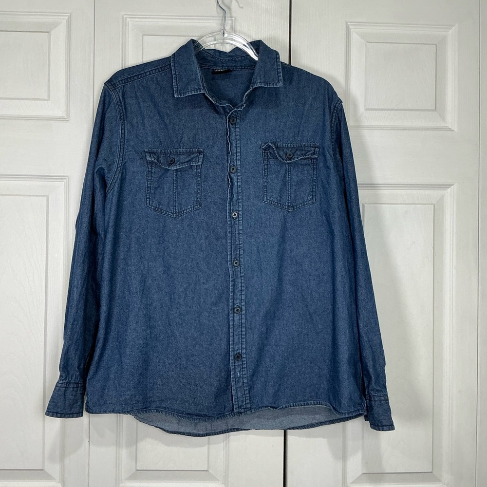 🩷 Livergy Blue Denim Casual Button Down Shirt - 41/42 Large
